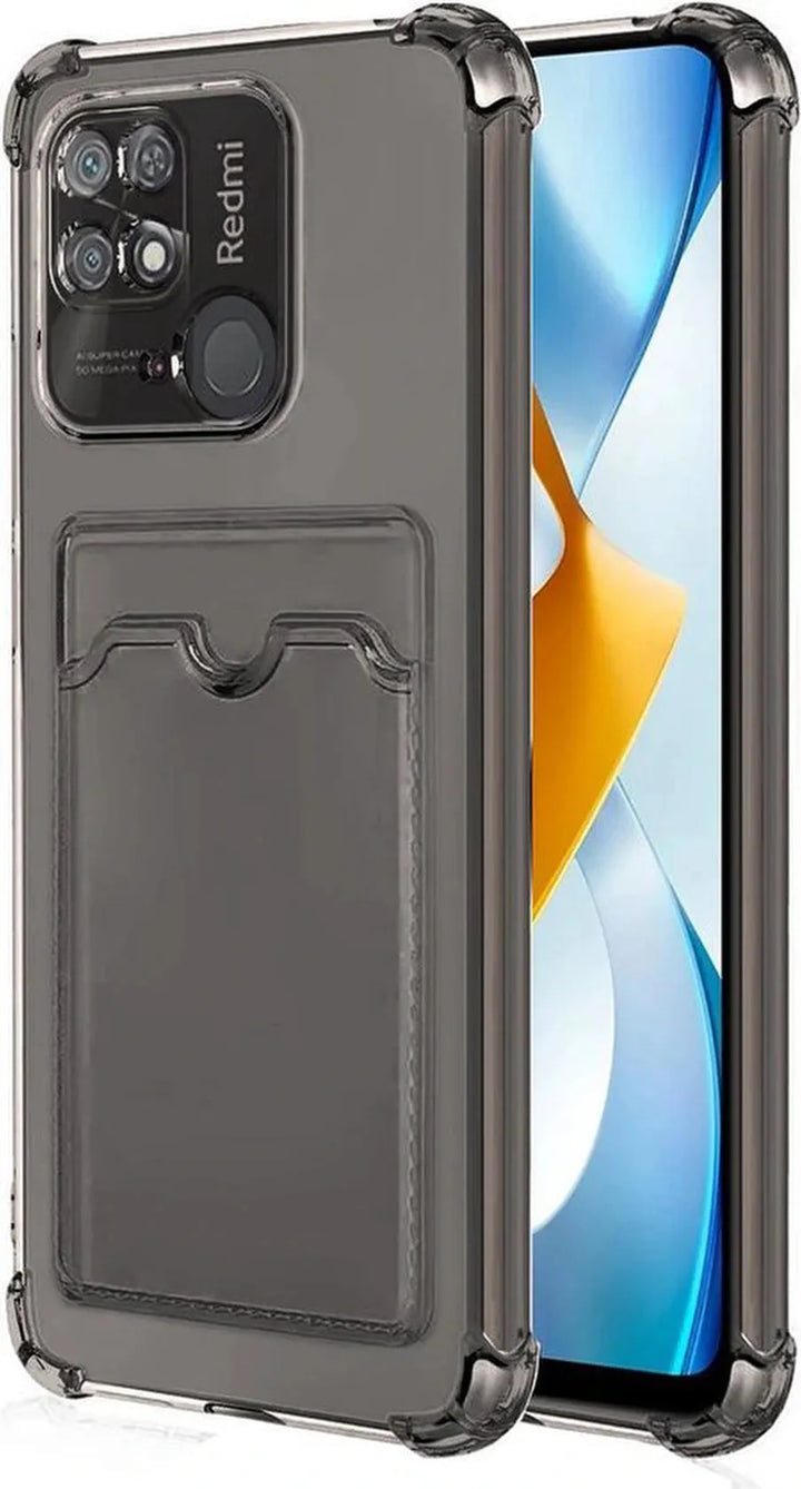 Xiaomi Redmi 10C Hoesjes – TPU Backcover – Schokbestendig – Pasjeshouder – Grijs-Ilumina Benelux