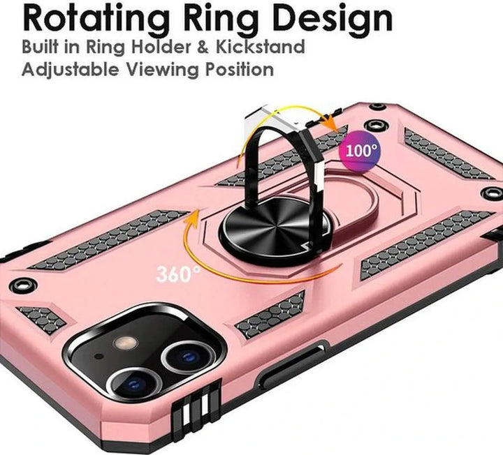 iPhone 11 Pro Max Hoesjes – Hybride Ring Armor Backcover – Schokbestendig Anti-Shock – Roségoud-Ilumina Benelux