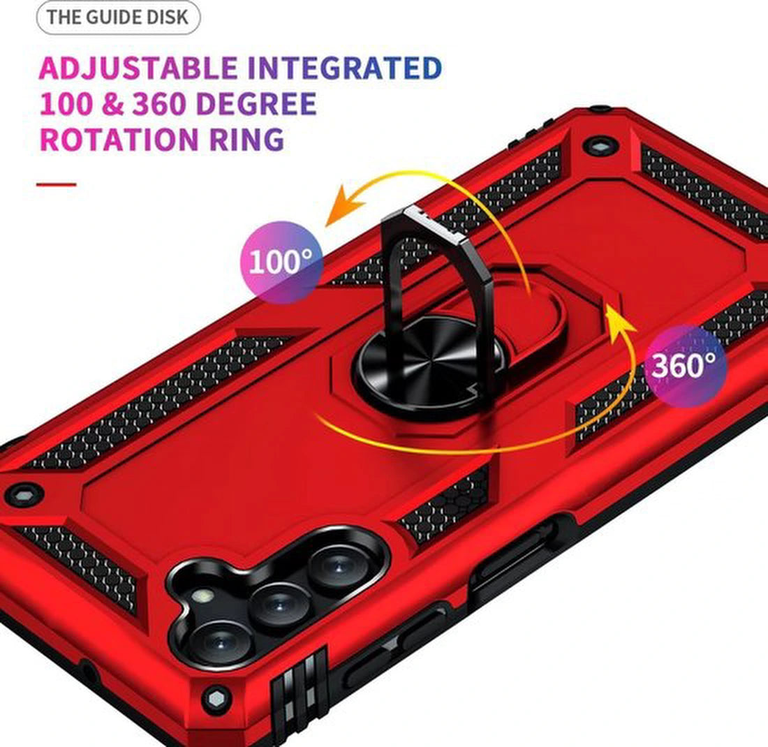 Anti-Shock Hybrid Ring Armor Hoesje Geschikt voor: Samsung Galaxy A25 4G & 5G - Rood