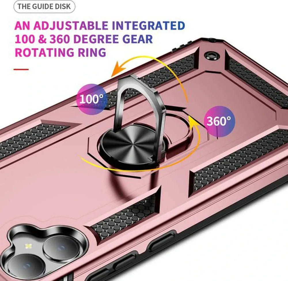 Samsung Galaxy A05 Hoesjes – Anti-Shock Hybride Ring Armor Backcover – Schokbestendig – Roségoud-Ilumina Benelux