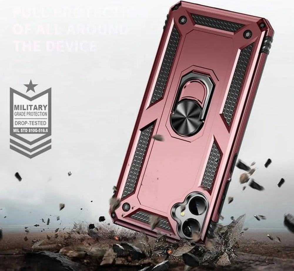 Samsung Galaxy A05 Hoesjes – Anti-Shock Hybride Ring Armor Backcover – Schokbestendig – Roségoud-Ilumina Benelux