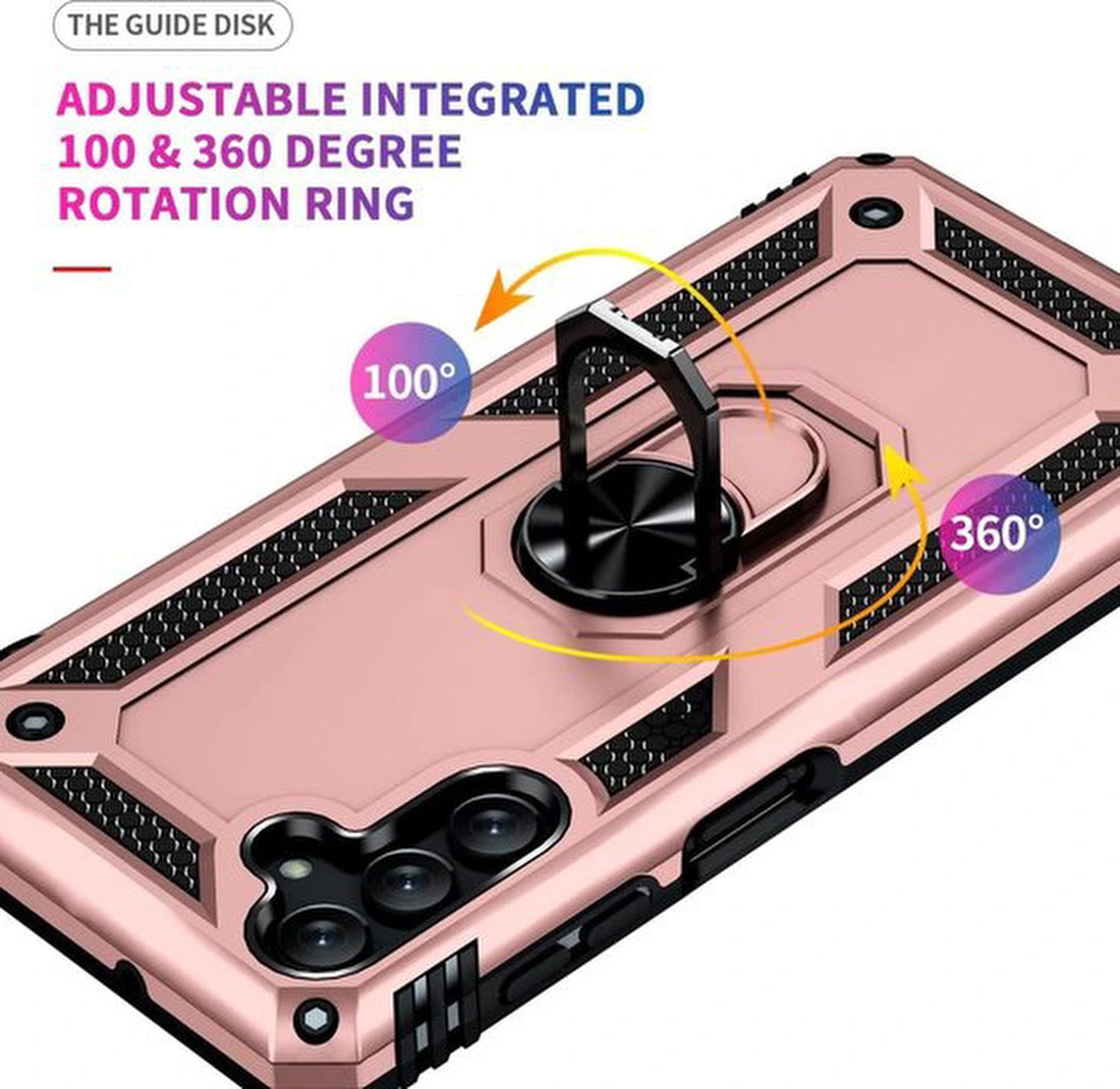 Samsung Galaxy A25 Hoesjes – Anti-Shock Hybride Ring Armor Backcover – Schokbestendig – Roségoud