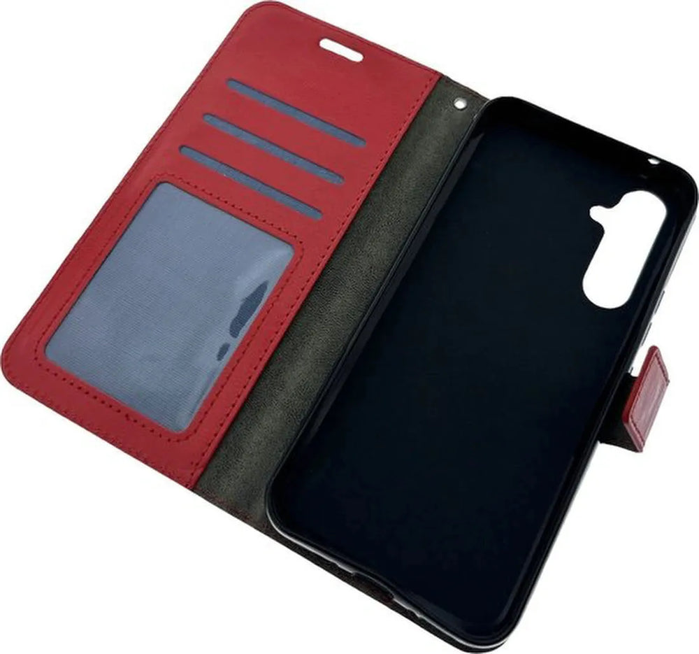 OnePlus Nord CE Hoesjes – Portemonnee Book Case – Pasjeshouder – Magneetsluiting – Rood-Ilumina Benelux