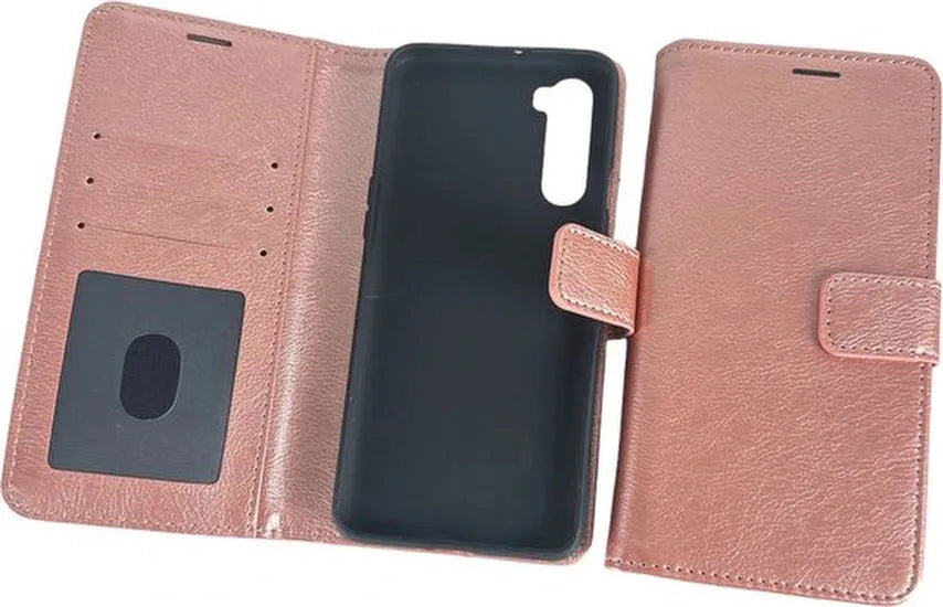OnePlus Nord Hoesjes – Portemonnee Book Case – Pasjeshouder – Magneetsluiting – Roségoud-Ilumina Benelux