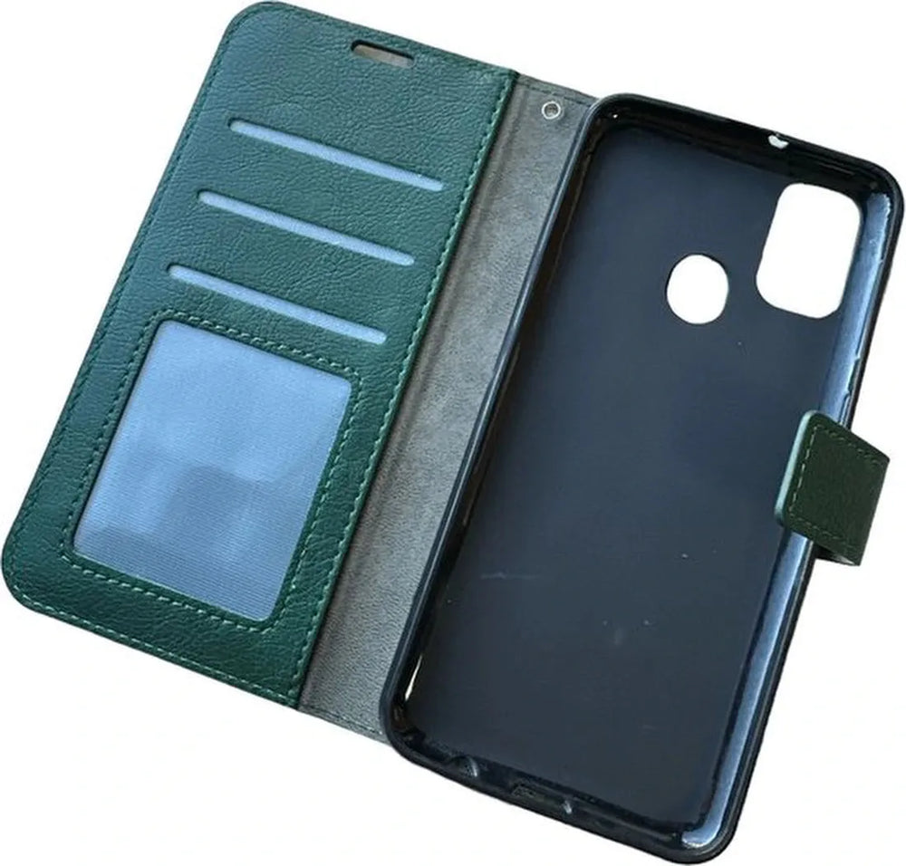 OnePlus Nord N10 Hoesjes – Portemonnee Book Case – Pasjeshouder – 2x Screenprotector Gehard Glas – Groen-Ilumina Benelux