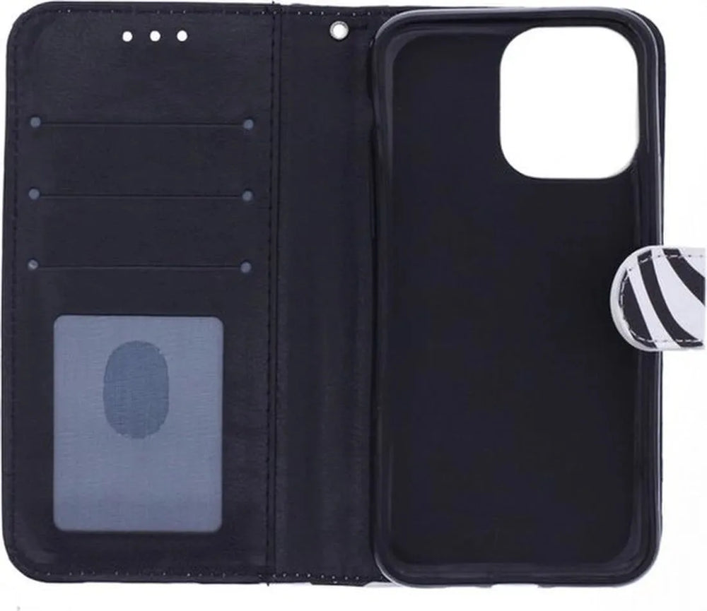 iPhone 13 Pro Max Hoesjes – Portemonnee Book Case – Pasjeshouder – Magneetsluiting – Zebra Print-Ilumina Benelux
