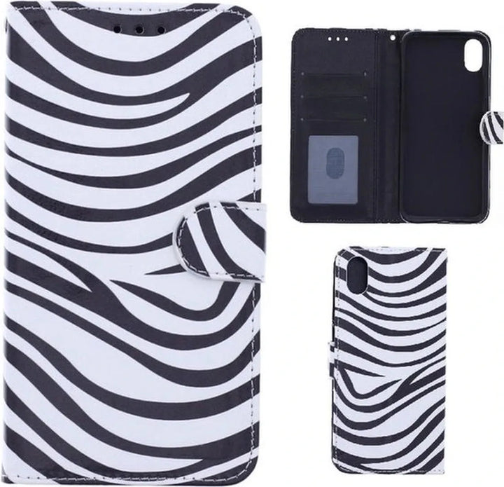iPhone X / XS Hoesjes – Portemonnee Book Case – Pasjeshouder – Magneetsluiting – Zebra Print-Ilumina Benelux