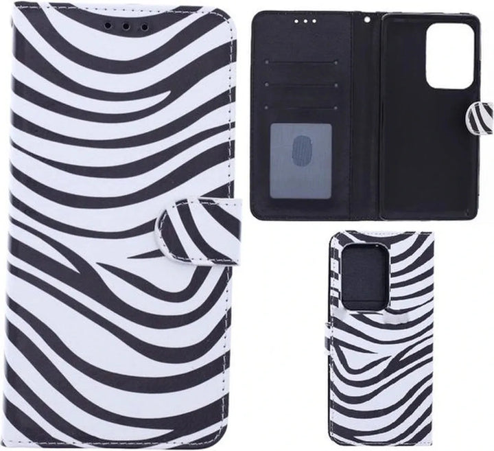 Samsung Galaxy S21 Ultra Hoesjes – Portemonnee Book Case – Pasjeshouder – Magneetsluiting – Zebra Print-Ilumina Benelux
