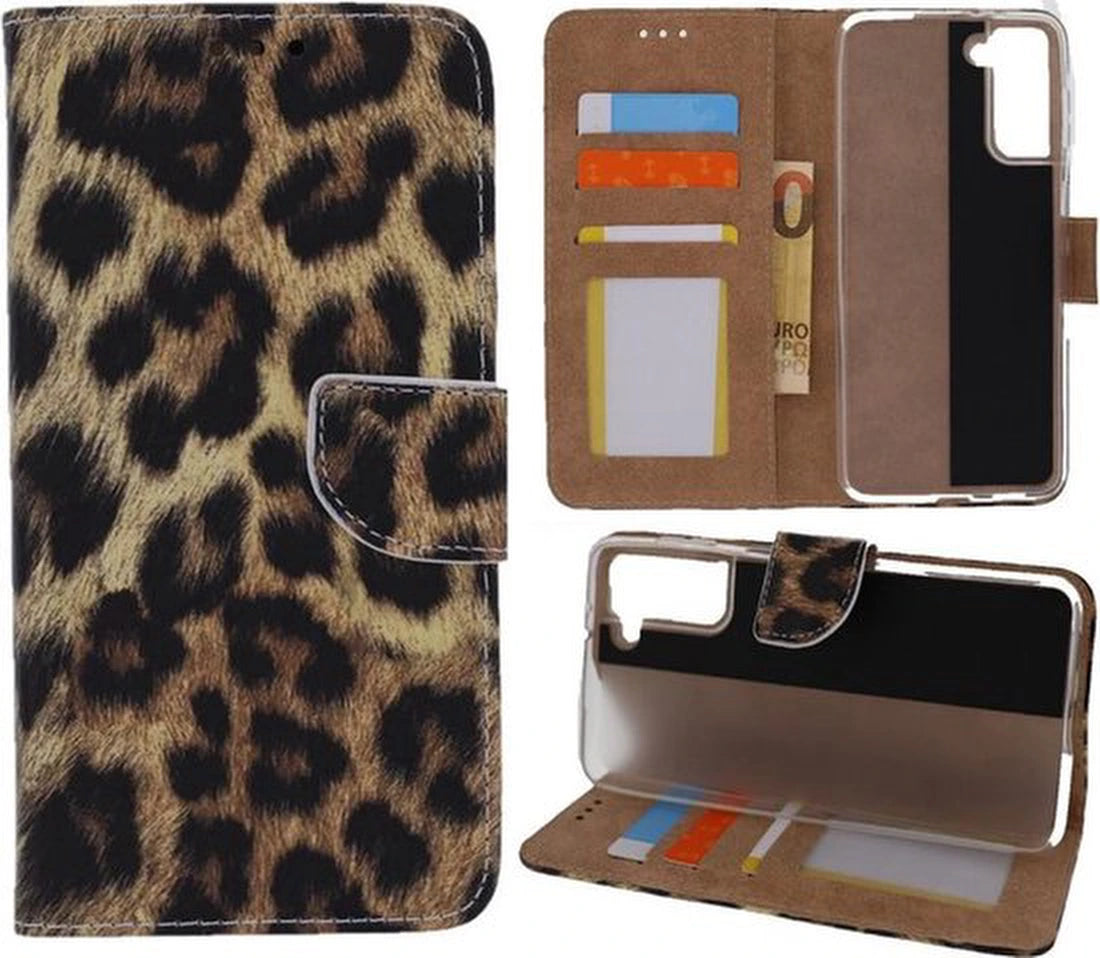 Portemonnee Book Case Hoesje Geschikt voor: Samsung Galaxy S21 Plus - Luipaard Print