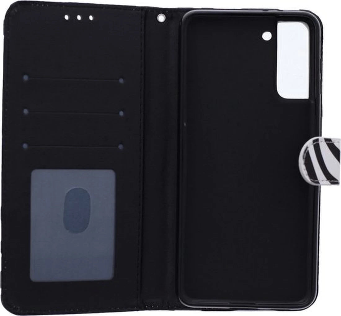 Samsung Galaxy S22 Hoesjes – Portemonnee Book Case – Pasjeshouder – Magneetsluiting – Zebra Print
