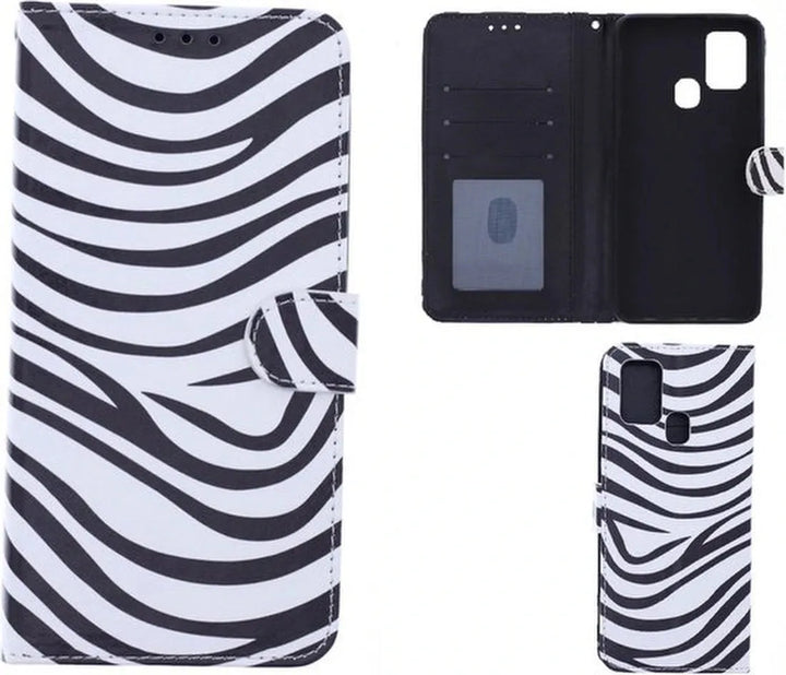 Oppo A53/A53s Hoesjes – Portemonnee Book Case – Pasjeshouder – Magneetsluiting – Zebra Print-Ilumina Benelux