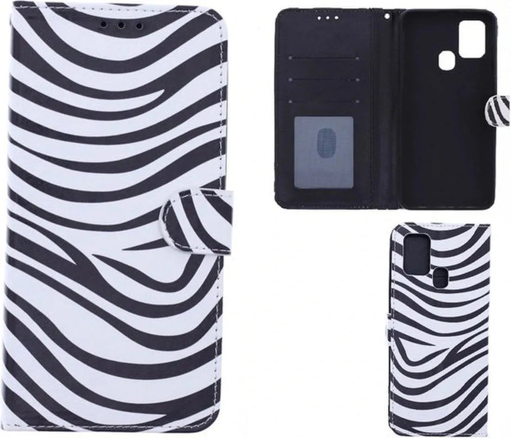 Oppo A15/A15s Hoesjes – Portemonnee Book Case – Pasjeshouder – Magneetsluiting – Zebra Print-Ilumina Benelux