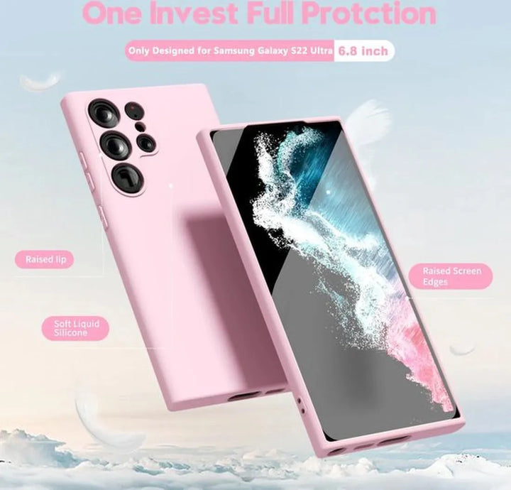 Samsung Galaxy S22 Ultra Hoesjes – Liquid Silicone Backcover – Soft Touch – Schokbestendig – Lichtroze-Ilumina Benelux
