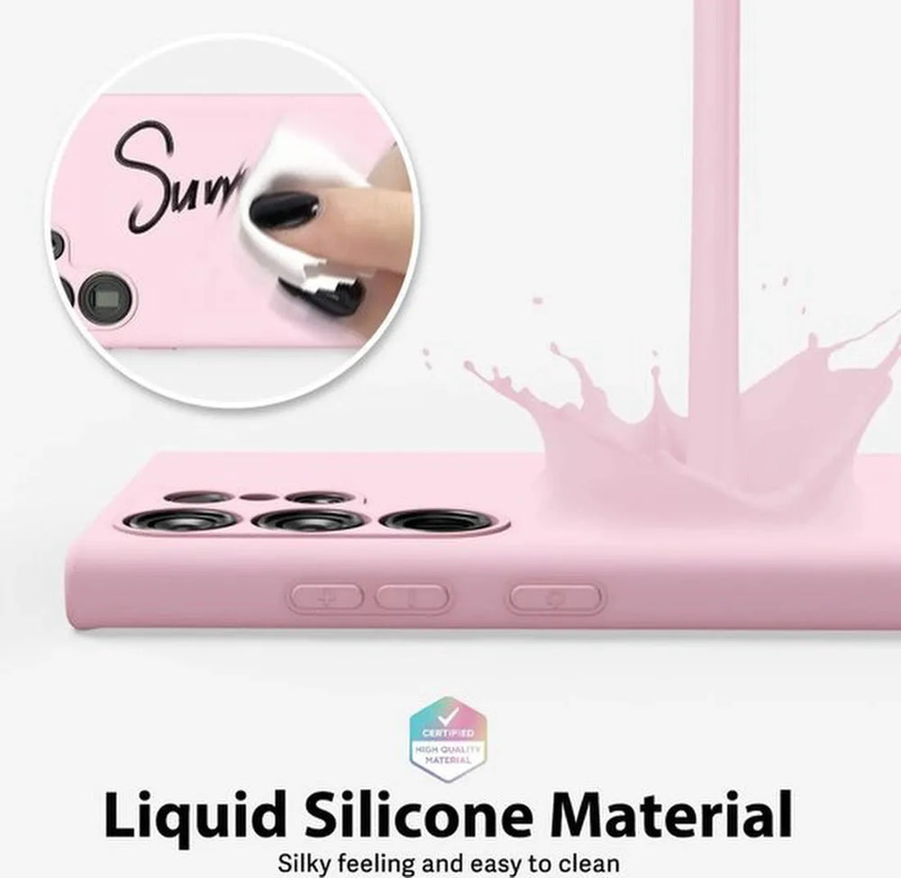 Samsung Galaxy S22 Ultra Hoesjes – Liquid Silicone Backcover – Soft Touch – Schokbestendig – Lichtroze-Ilumina Benelux