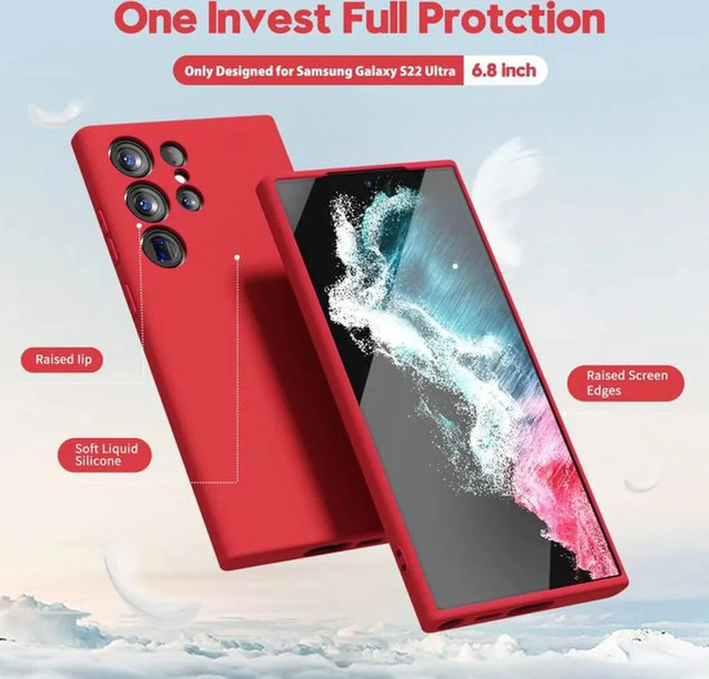 Samsung Galaxy S22 Ultra Hoesjes – Liquid Silicone Backcover – Soft Touch – Schokbestendig – Rood-Ilumina Benelux