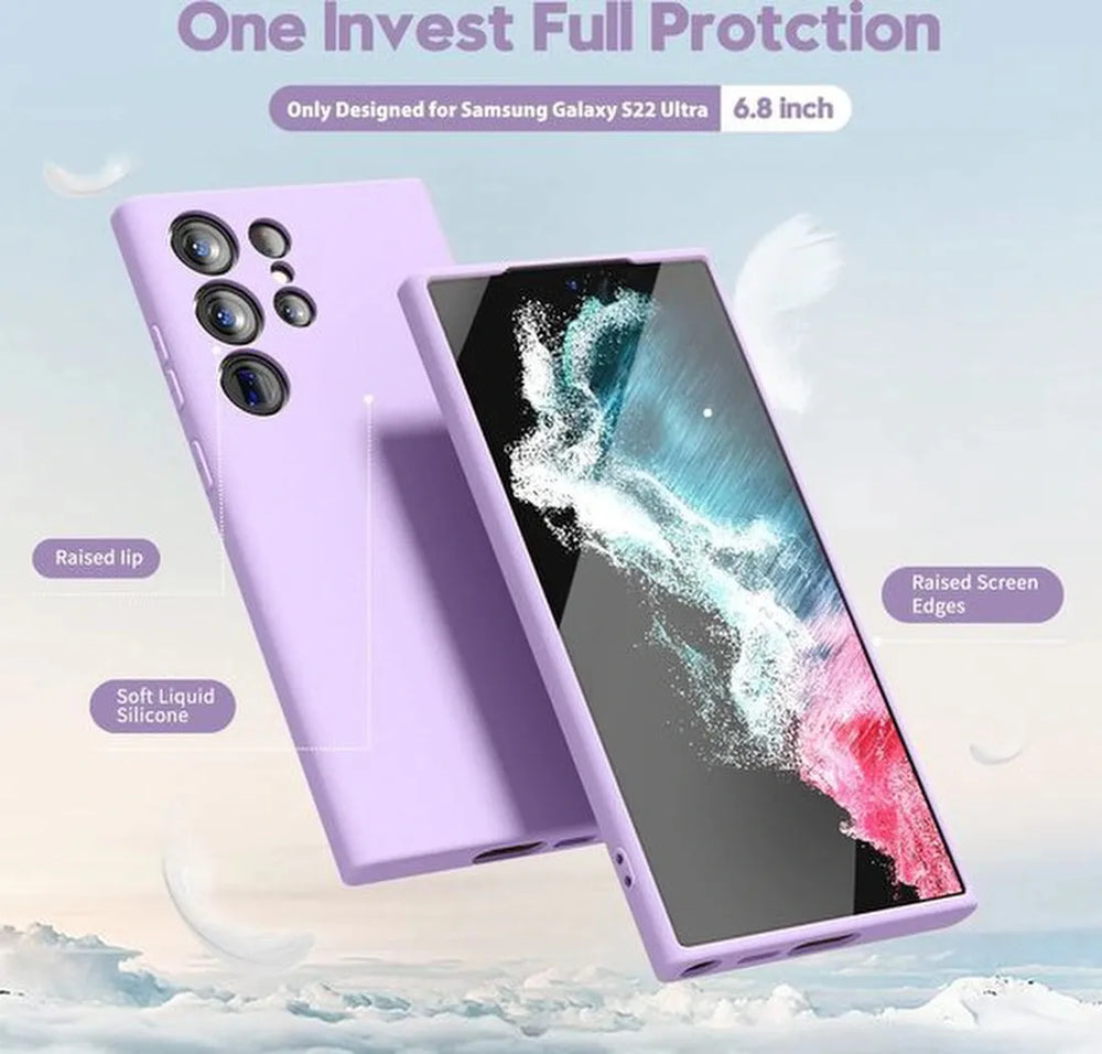 Samsung Galaxy S22 Ultra Hoesjes – Liquid Solid Siliconen Backcover – Soft Touch – Schokbestendig – Paars-Ilumina Benelux