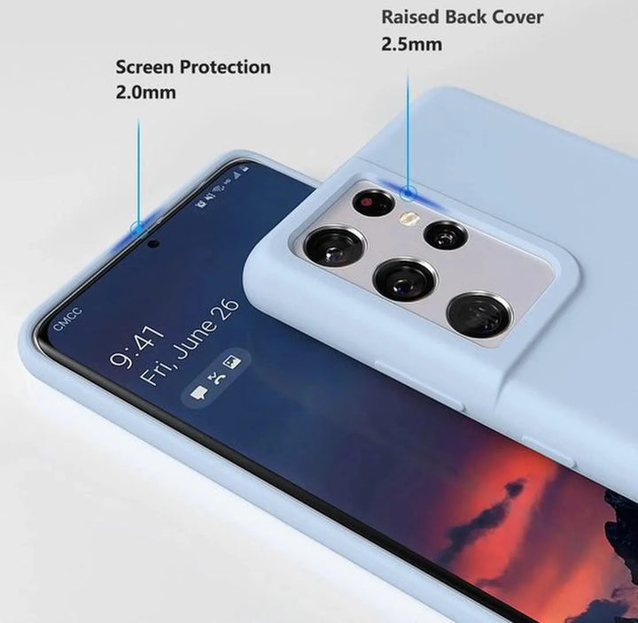 Samsung Galaxy S21 Ultra Hoesjes – Liquid Siliconen Backcover – Soft Touch – Flexibel – Sky Blauw-Ilumina Benelux