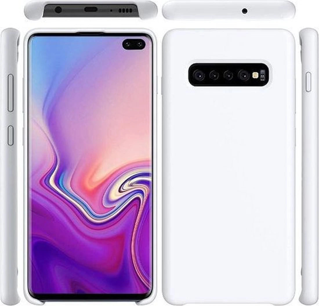 Liquid Silicone hoesje Geschikt voor: Samsung Galaxy S10 Soft Touch Flexible - Wit