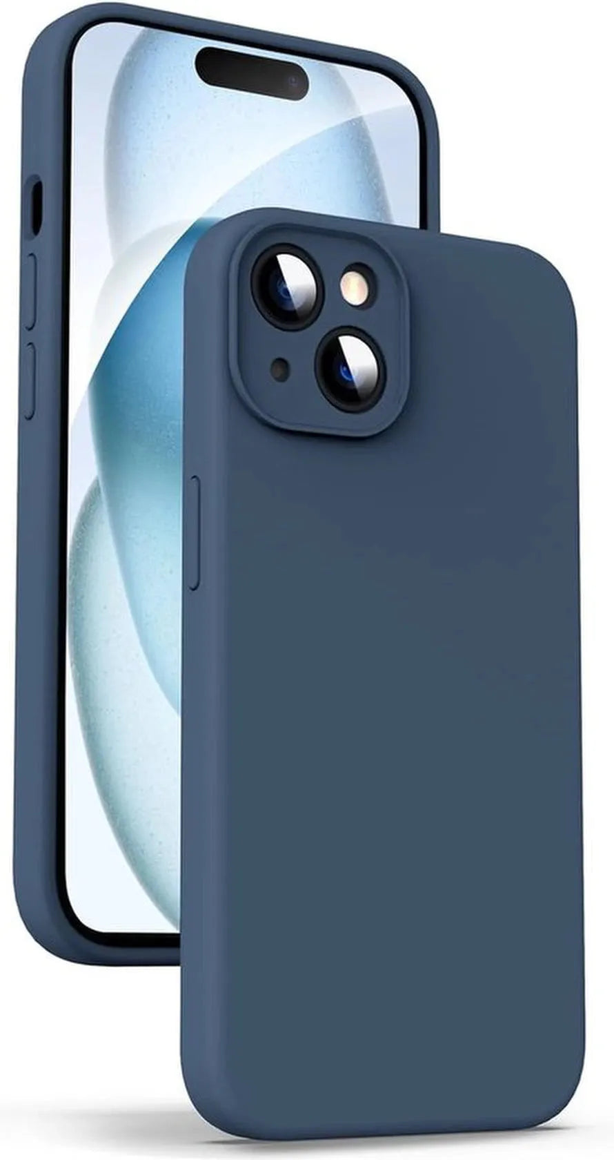 iPhone 15 Plus Hoesjes – Liquid Siliconen Backcover – Flexibele TPU – Camera Allround Bescherming – Blauw-Ilumina Benelux