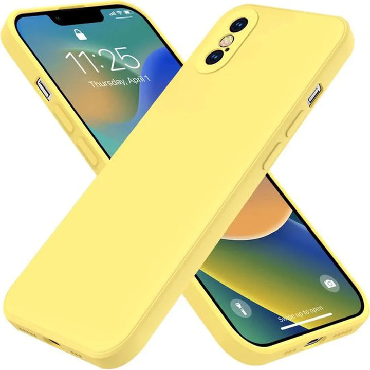 iPhone XS Max Hoesjes – Solid Liquid Siliconen Backcover – Flexibele TPU Cover – Schokbestendig – Geel-Ilumina Benelux