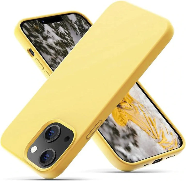 iPhone 14 Hoesjes – Liquid Siliconen Backcover – Flexibel TPU – Schokbestendig – Geel-Ilumina Benelux