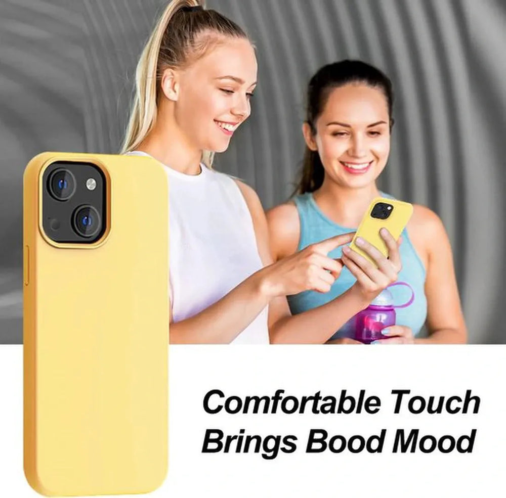 iPhone 14 Hoesjes – Liquid Siliconen Backcover – Flexibel TPU – Schokbestendig – Geel-Ilumina Benelux
