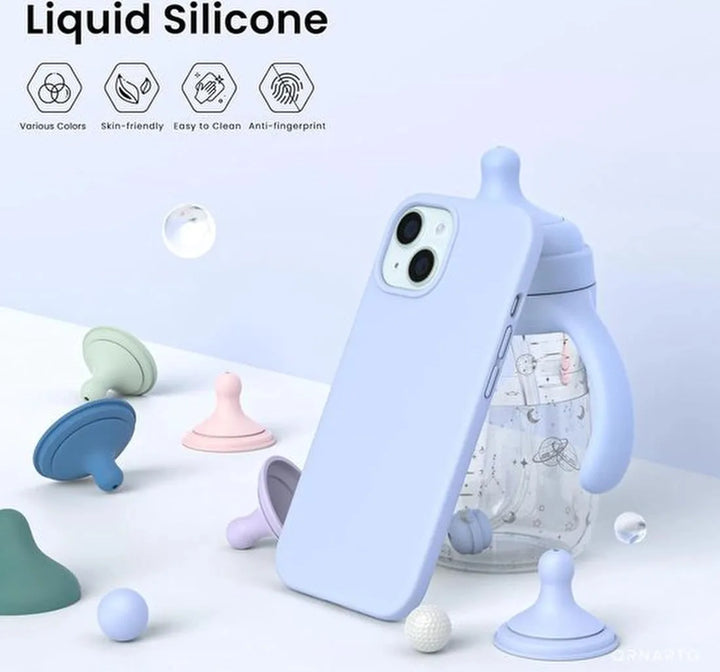 iPhone 14 Plus Hoesjes – Liquid Silicone Backcover – Flexibel TPU – Schokbestendig – Lichtblauw-Ilumina Benelux