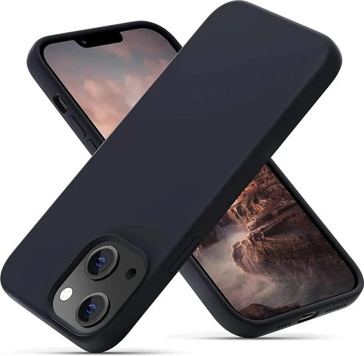 iPhone 13 Hoesjes – Liquid Silicone Backcover – Flexibele TPU Cover – Schokbestendig – Zwart-Ilumina Benelux