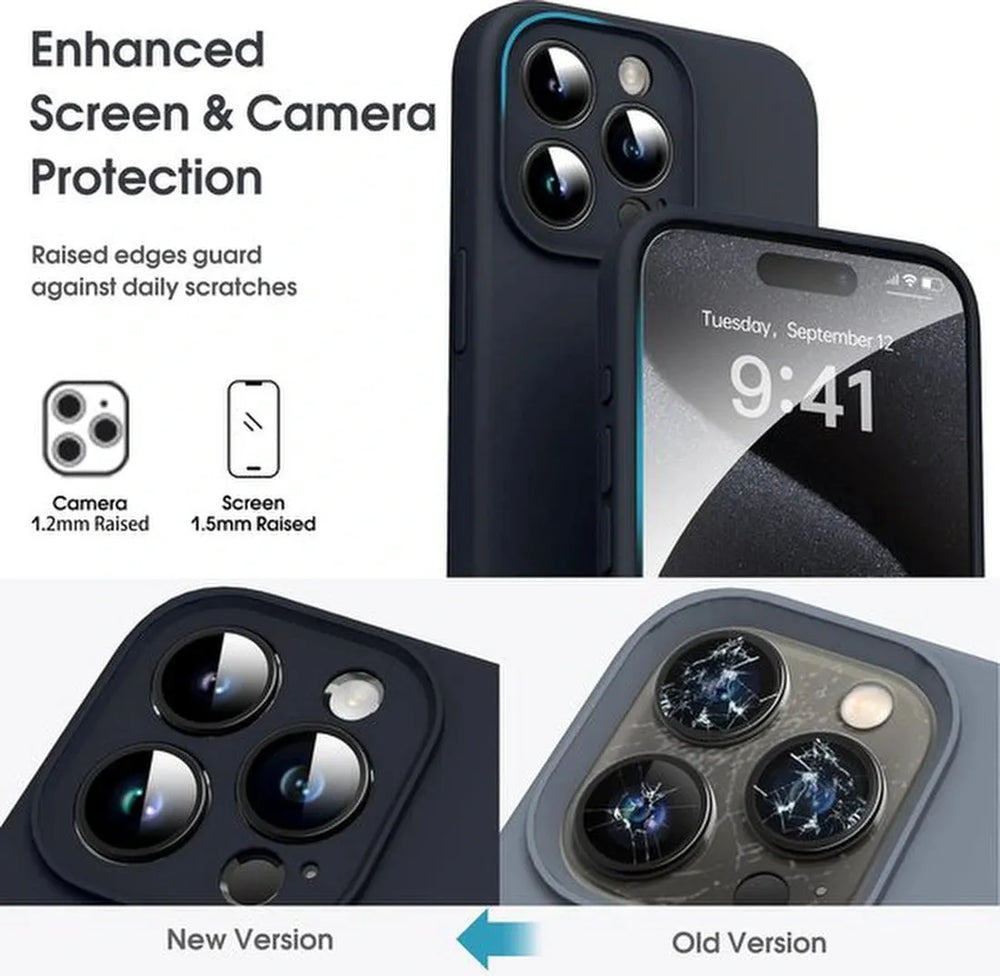 iPhone 15 Pro Max Hoesjes – Liquid Siliconen Backcover + Screenprotector – Camera Allround Bescherming – Zwart-Ilumina Benelux