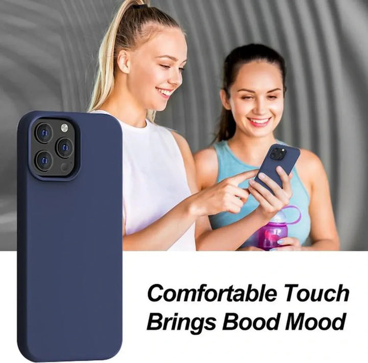 iPhone 13 Pro Max Hoesjes – Liquid Siliconen Backcover + Screenprotector – Schokbestendig – Blauw-Ilumina Benelux