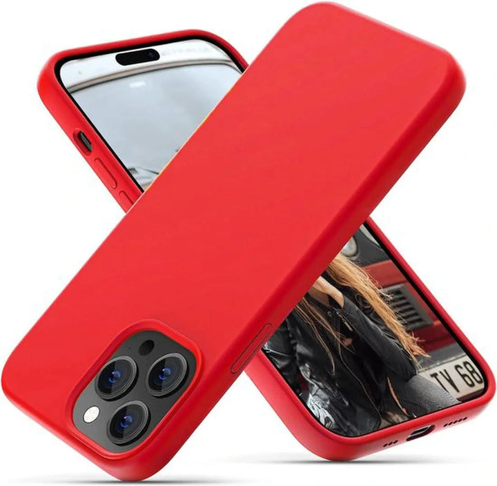 iPhone 13 Pro Hoesjes – Liquid Siliconen Backcover + Screenprotector – Anti-kras – Rood-Ilumina Benelux