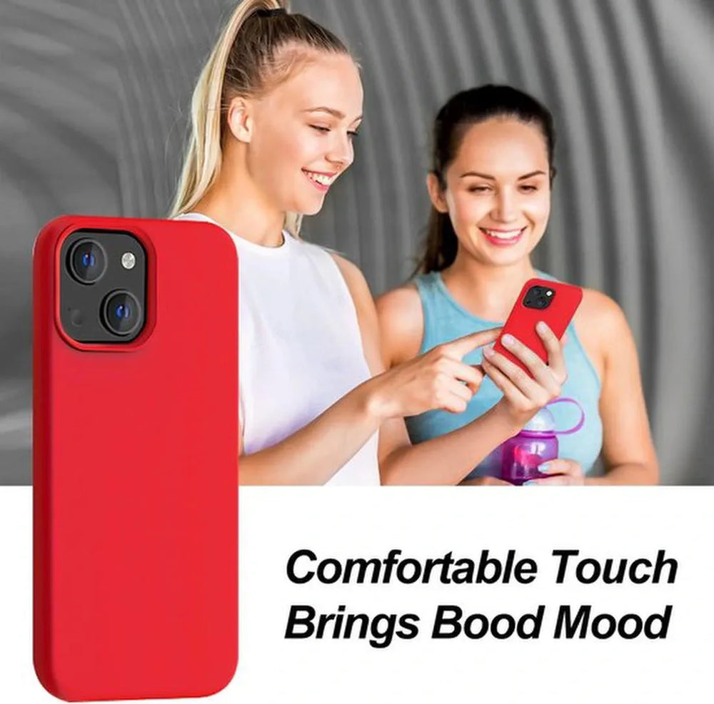 iPhone 13 Mini Hoesjes – Liquid Siliconen Backcover + Screenprotector – Schokbestendig – Rood-Ilumina Benelux