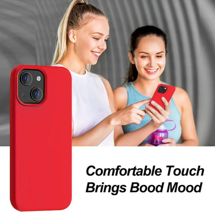 iPhone 13 Mini Hoesjes – Liquid Siliconen Backcover + Screenprotector – Schokbestendig – Rood-Ilumina Benelux