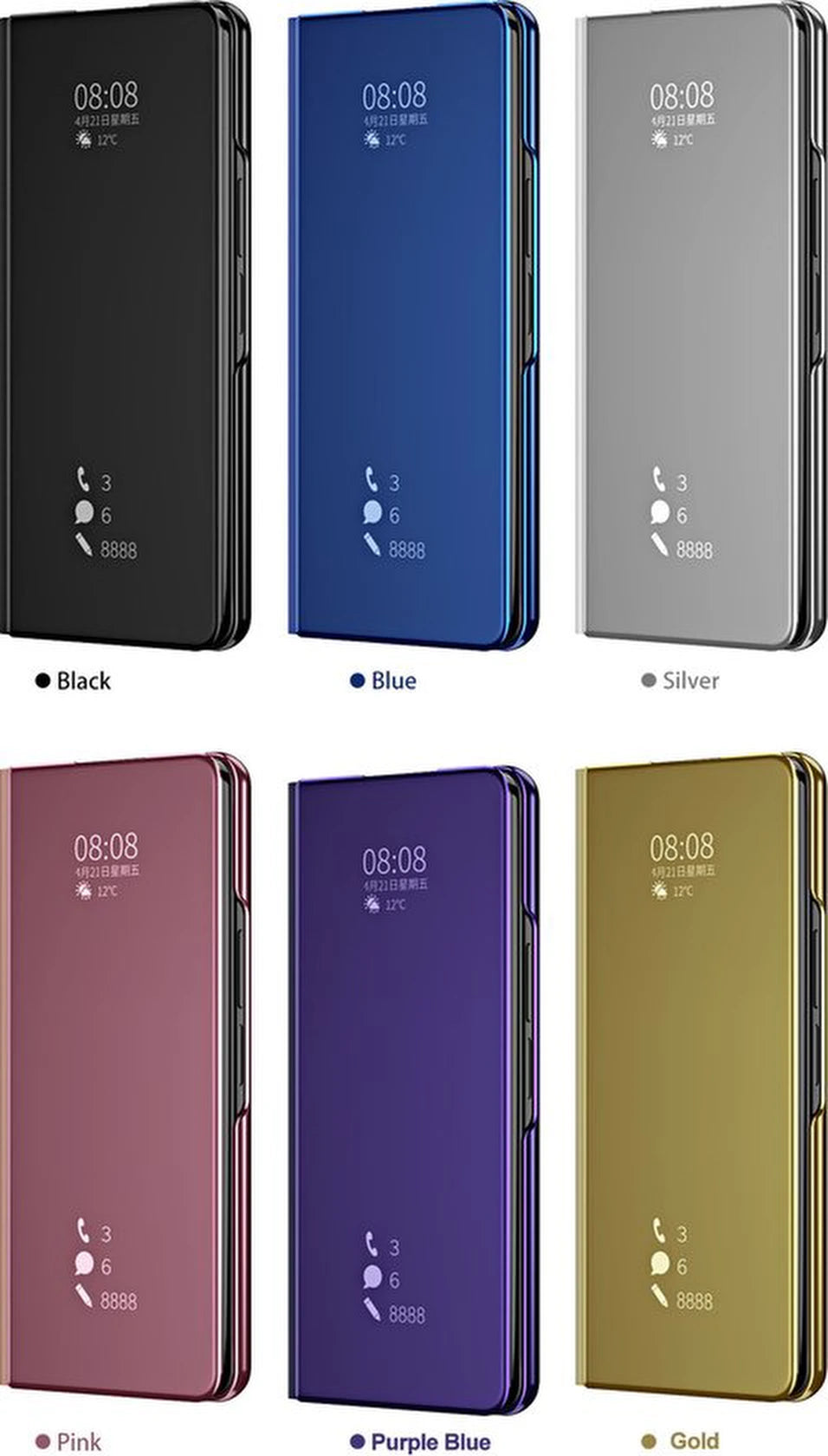 Samsung Galaxy Z Fold 4 Hoesjes – Clear View Flipcase – Notificatie App – Beschermend Design – Goud