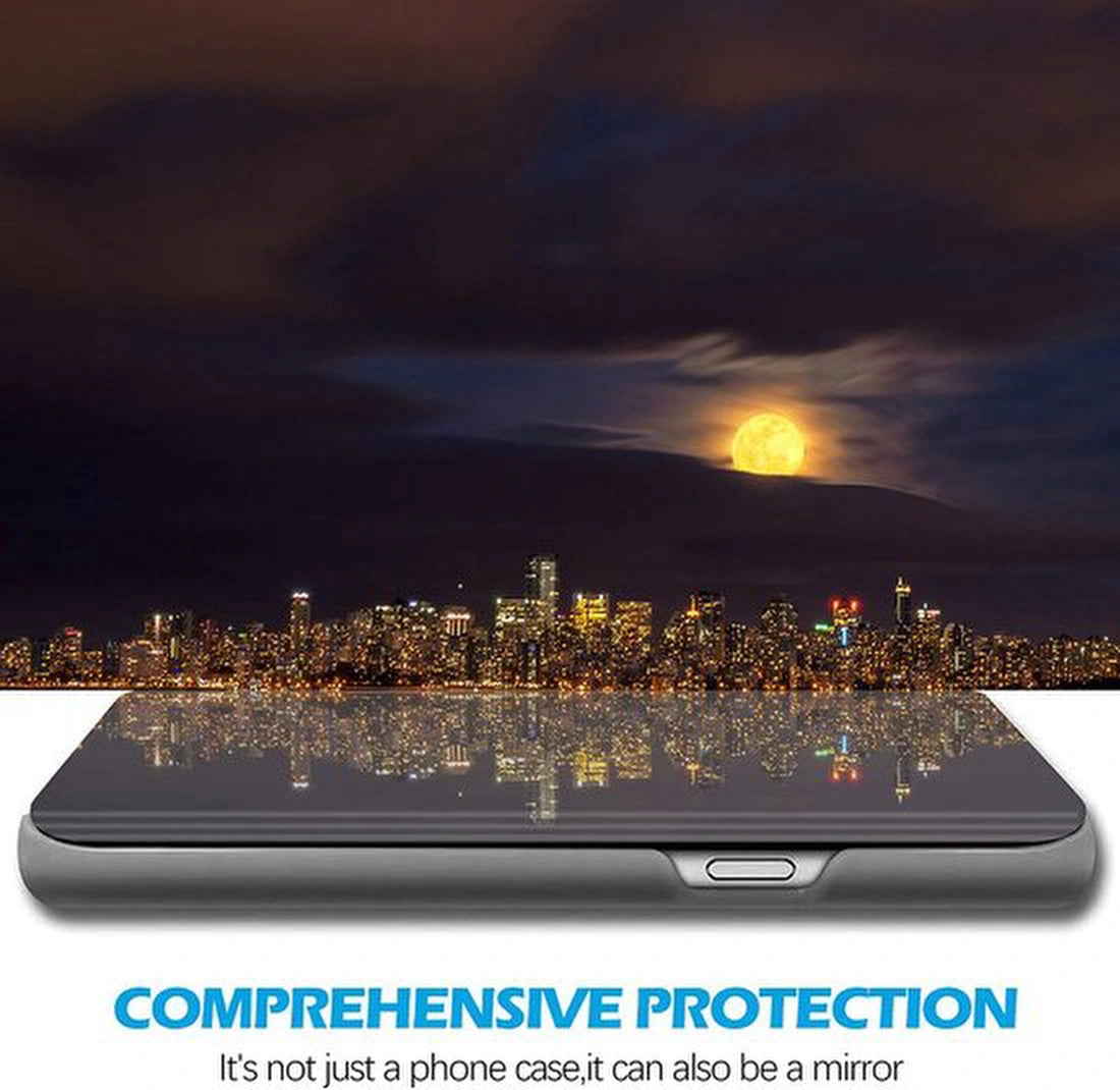 Samsung Galaxy A12 5G Hoesjes – Clear View Spiegel Flipcase – Beschermhoes – Zwart