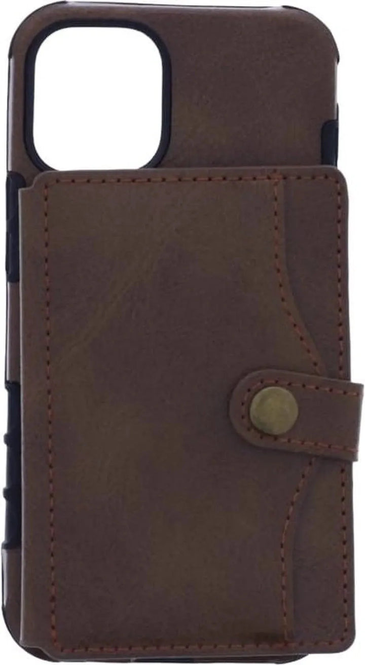 iPhone 12 Mini Hoesjes – Siliconen Backcover – Pasjeshouder – Polsbandje – Bruin-Ilumina Benelux