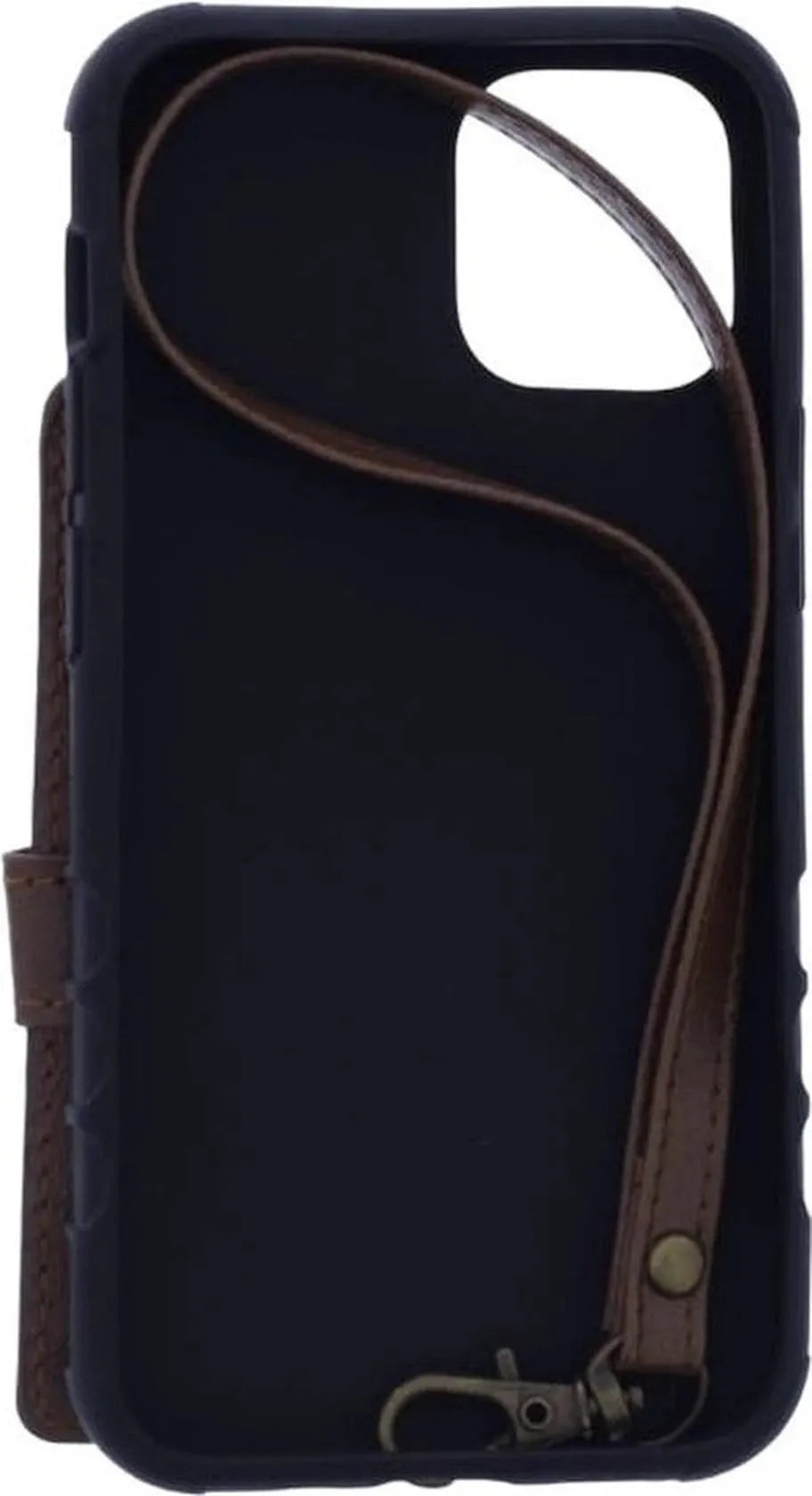 iPhone 12 Mini Hoesjes – Siliconen Backcover – Pasjeshouder – Polsbandje – Bruin-Ilumina Benelux