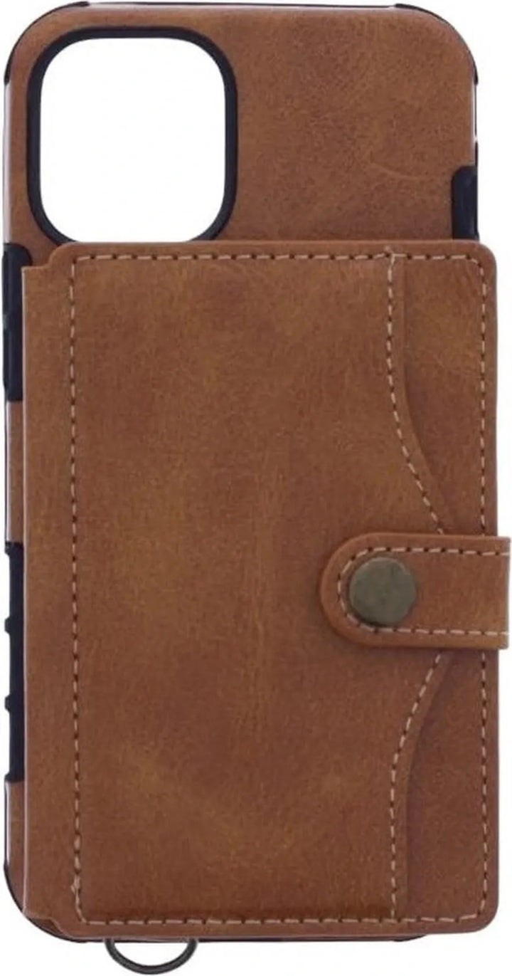 iPhone 12 Pro Max Hoesjes – Siliconen Backcover – Pasjeshouder – Polsbandje – Lichtbruin-Ilumina Benelux