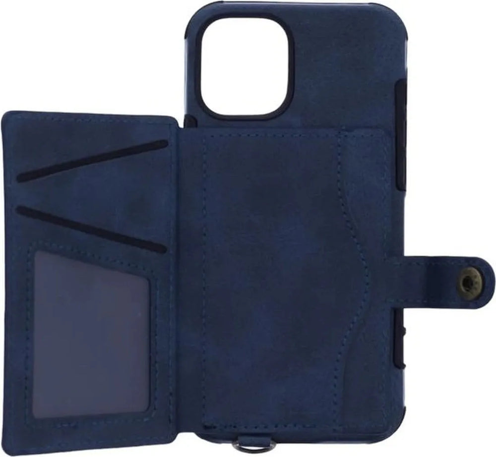iPhone 12 Mini Hoesjes – Siliconen Backcover – Pasjeshouder – Polsbandje – Blauw-Ilumina Benelux