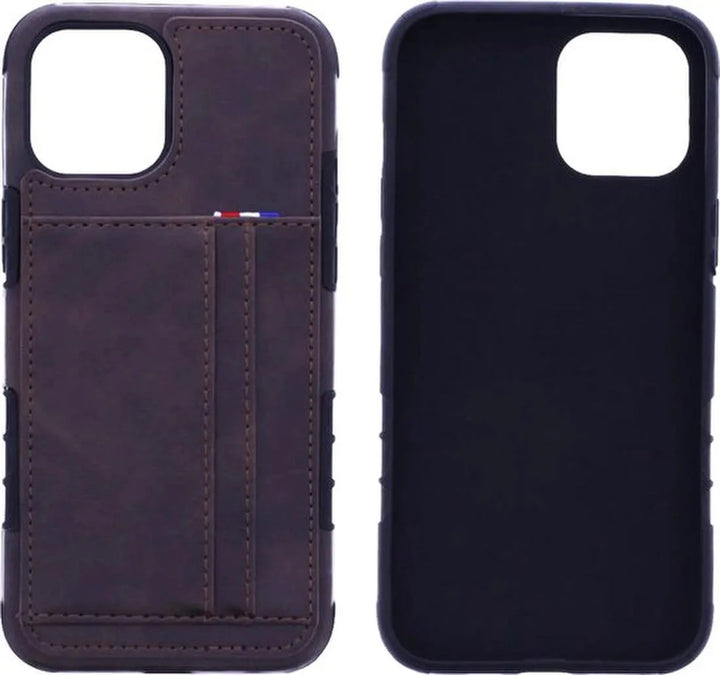 iPhone 12 Mini Hoesjes – Backcover Portemonnee Case – 2 Pasjeshouder – Donkerbruin-Ilumina Benelux