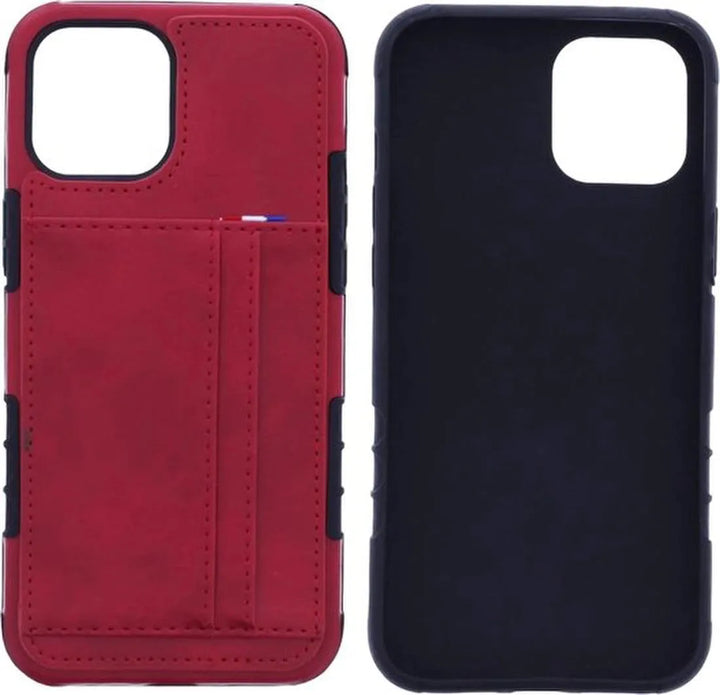 iPhone 12/12 Pro Hoesjes – Backcover Portemonnee Case – 2 Pasjeshouder – Rood-Ilumina Benelux