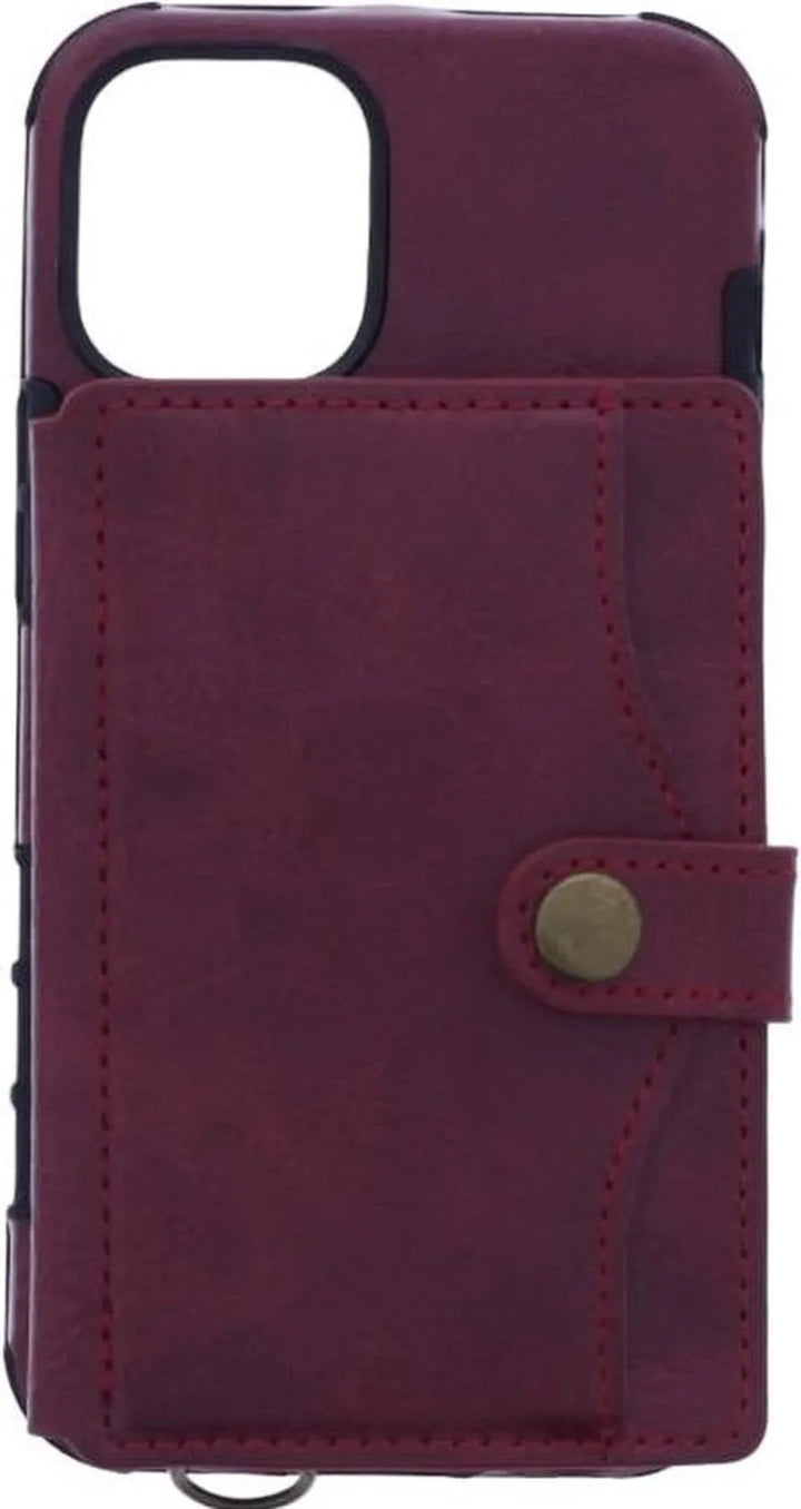 iPhone 12 Mini Hoesjes – Siliconen Backcover – Pasjeshouder – Polsbandje – Rood-Ilumina Benelux
