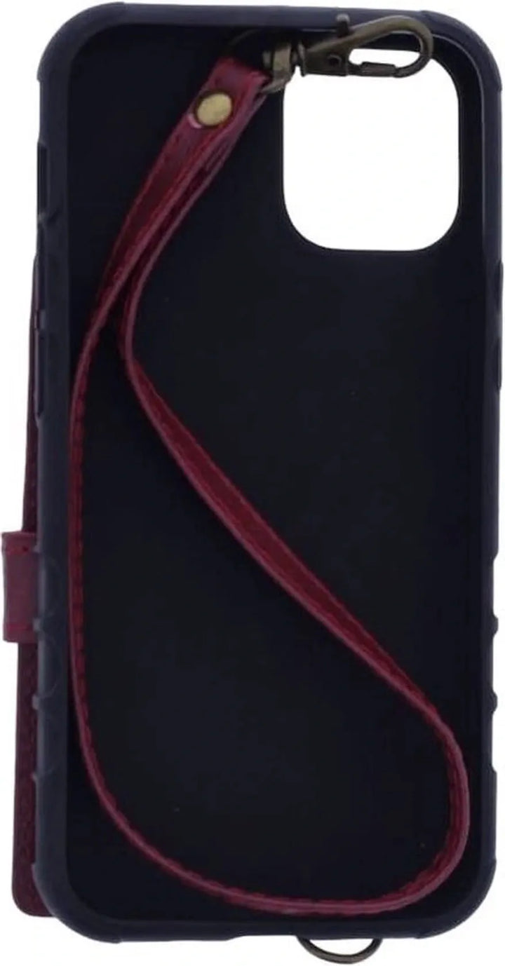 iPhone 12 Mini Hoesjes – Siliconen Backcover – Pasjeshouder – Polsbandje – Rood-Ilumina Benelux