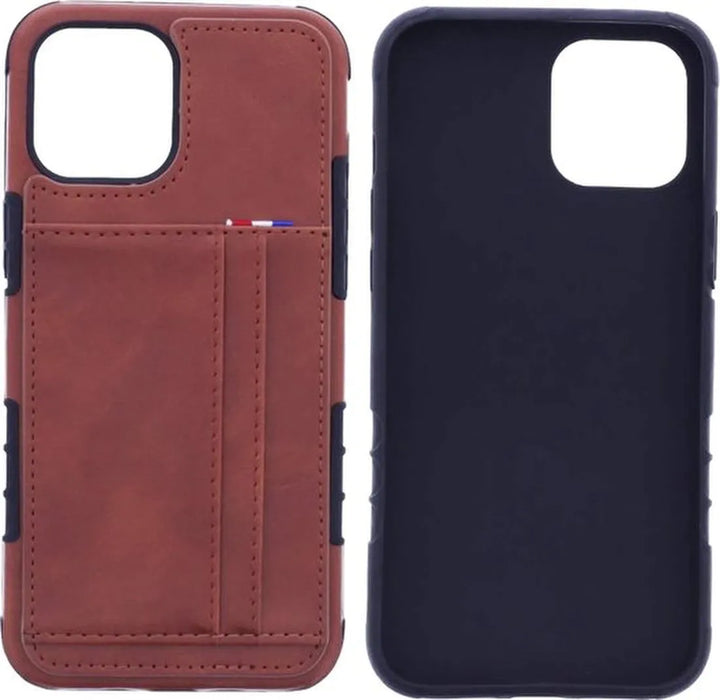 iPhone 12 Mini Hoesjes – Backcover Portemonnee Case – 2 Pasjeshouder – Bruin-Ilumina Benelux