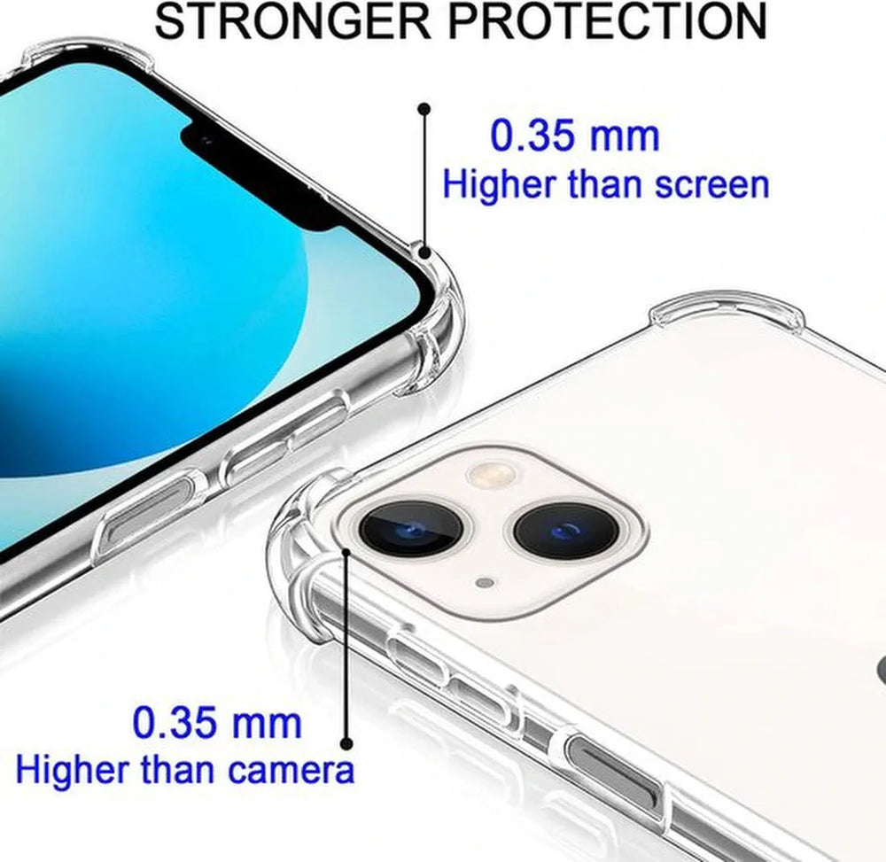 iPhone 13 Mini Hoesjes – Transparante Siliconen Backcover met Koord – Schokbestendig Anti-shock Stootrand-Ilumina Benelux
