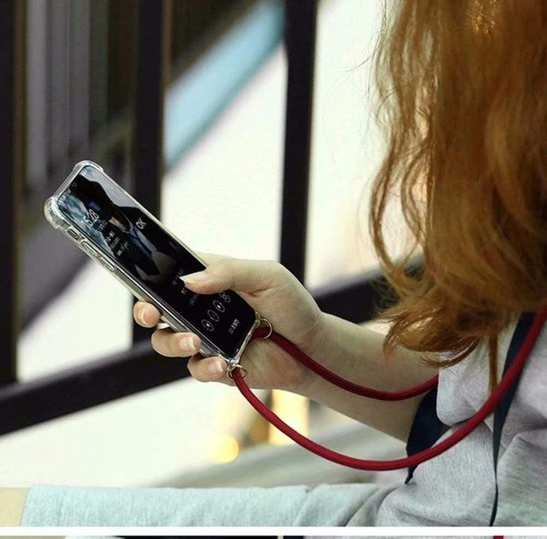 Transparant hoesje met koord - Anti-shock Back Cover geschikt voor: Samsung Galaxy A01