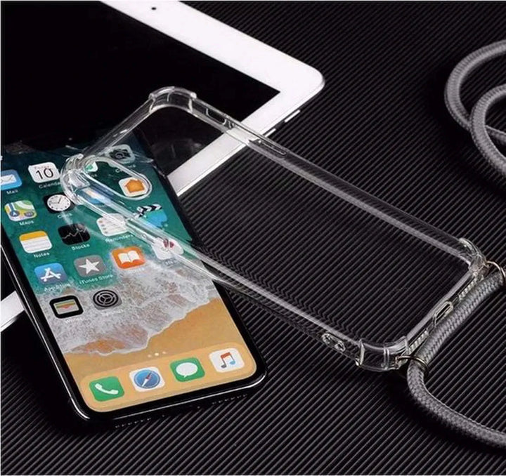 Samsung Galaxy A11 Hoesjes – Transparante Backcover met Koord – Schokbestendig Anti-shock-Ilumina Benelux