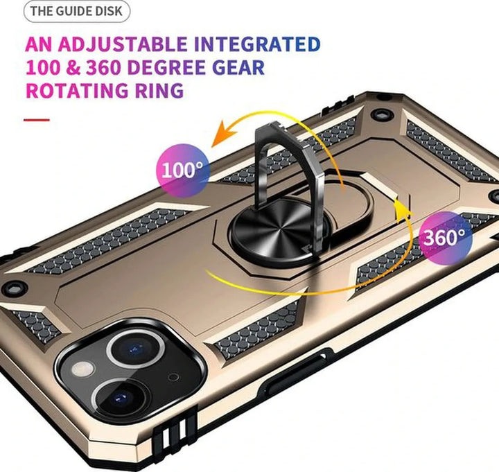 iPhone 13 Hoesjes – Hybride Ring Armor Backcover – Schokbestendig – Anti-Shock – Goud-Ilumina Benelux
