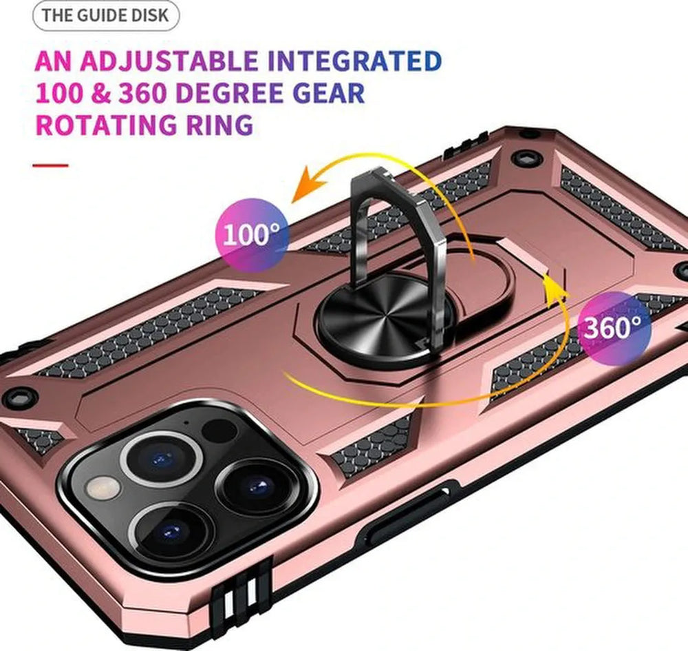 iPhone 13 Pro Hoesjes – Anti-Shock Hybride Ring Armor Backcover – Schokbestendig – Roségoud-Ilumina Benelux