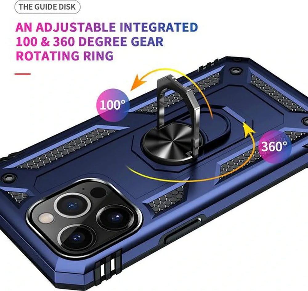 iPhone 13 Pro Hoesjes – Anti-Shock Hybride Ring Armor Backcover – Schokbestendig – Blauw-Ilumina Benelux